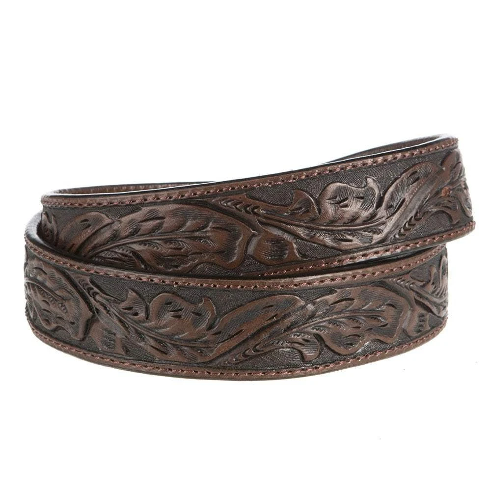 Vogt Silversmiths 1 1/2in. Saddle Brown Skived Edge Running Leaf Belt - Image 3