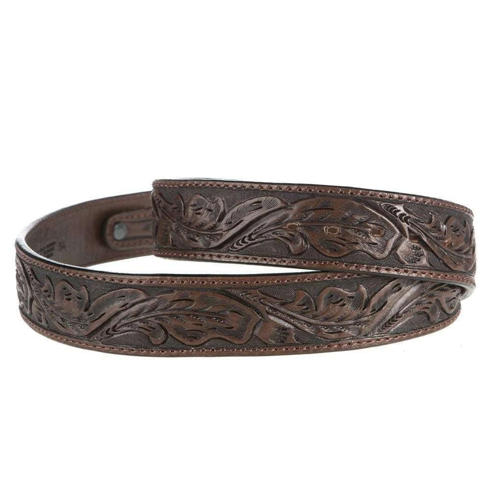 Vogt Silversmiths 1 1/2in. Saddle Brown Skived Edge Running Leaf Belt - Image 4