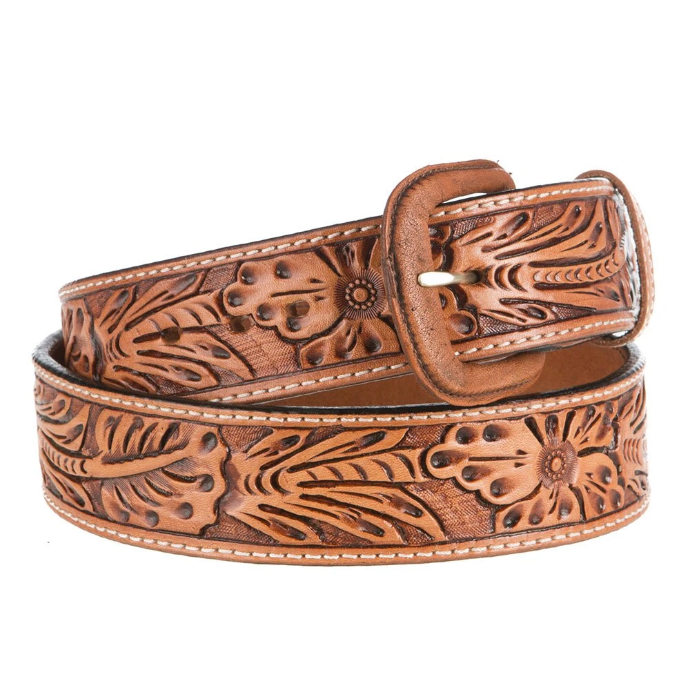 Vogt Silversmiths 1.5in. Russet Sheridan Floral Tooled Belt - Image 2
