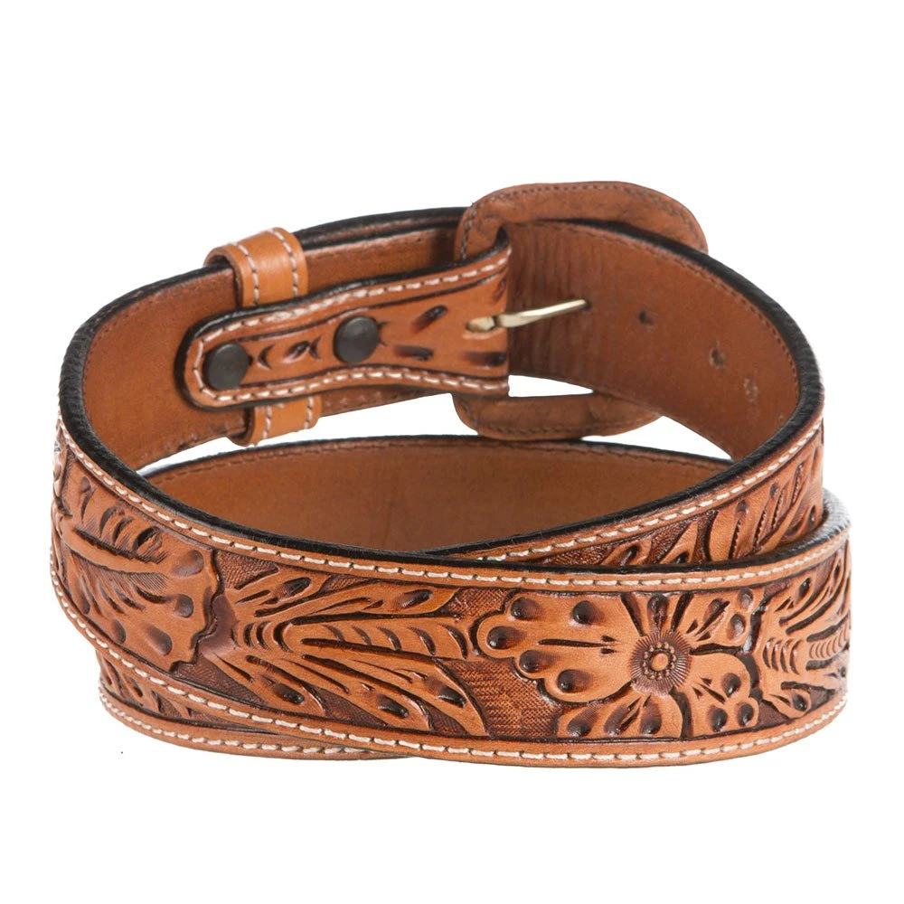 Vogt Silversmiths 1.5in. Russet Sheridan Floral Tooled Belt - Image 3