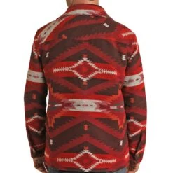 Panhandle Men's Powder River Red Aztec Jacquard Commander Jacket
