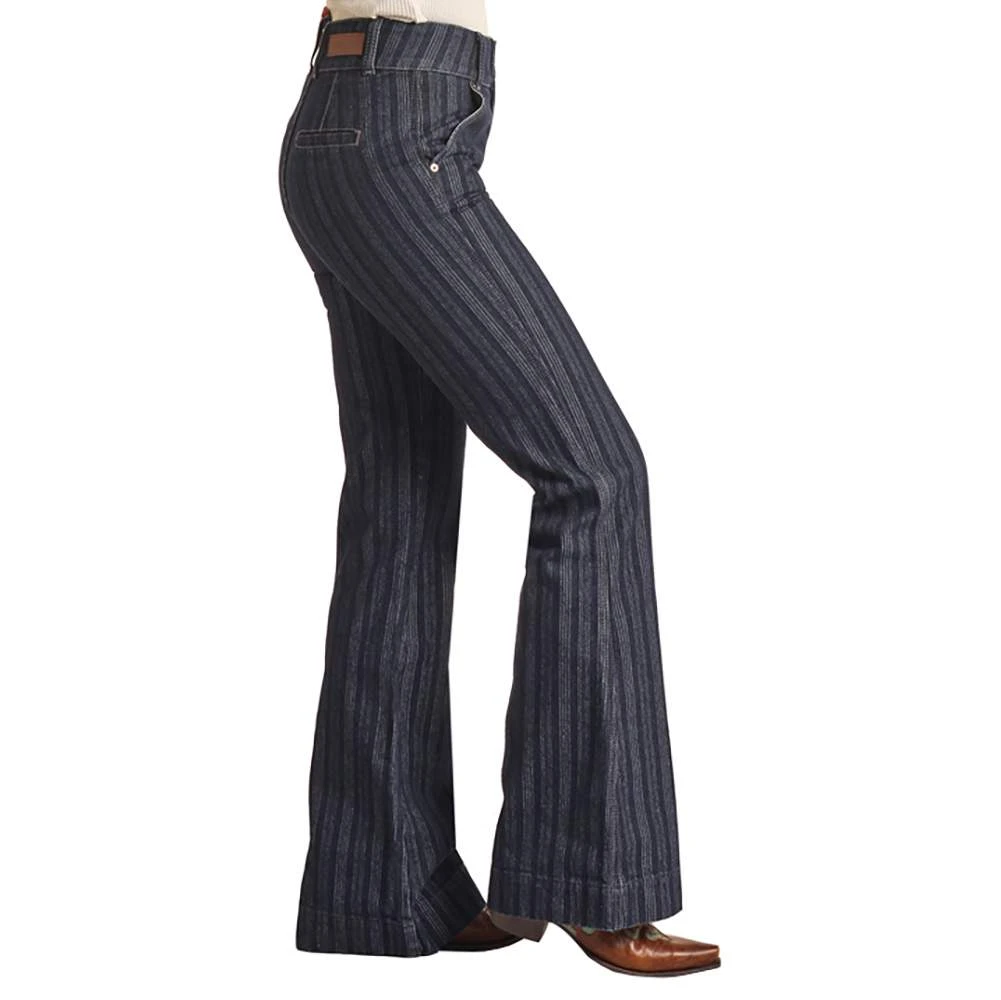 Rock & Roll Denim Women's High Rise Jacquard Stripe Trouser - Image 3