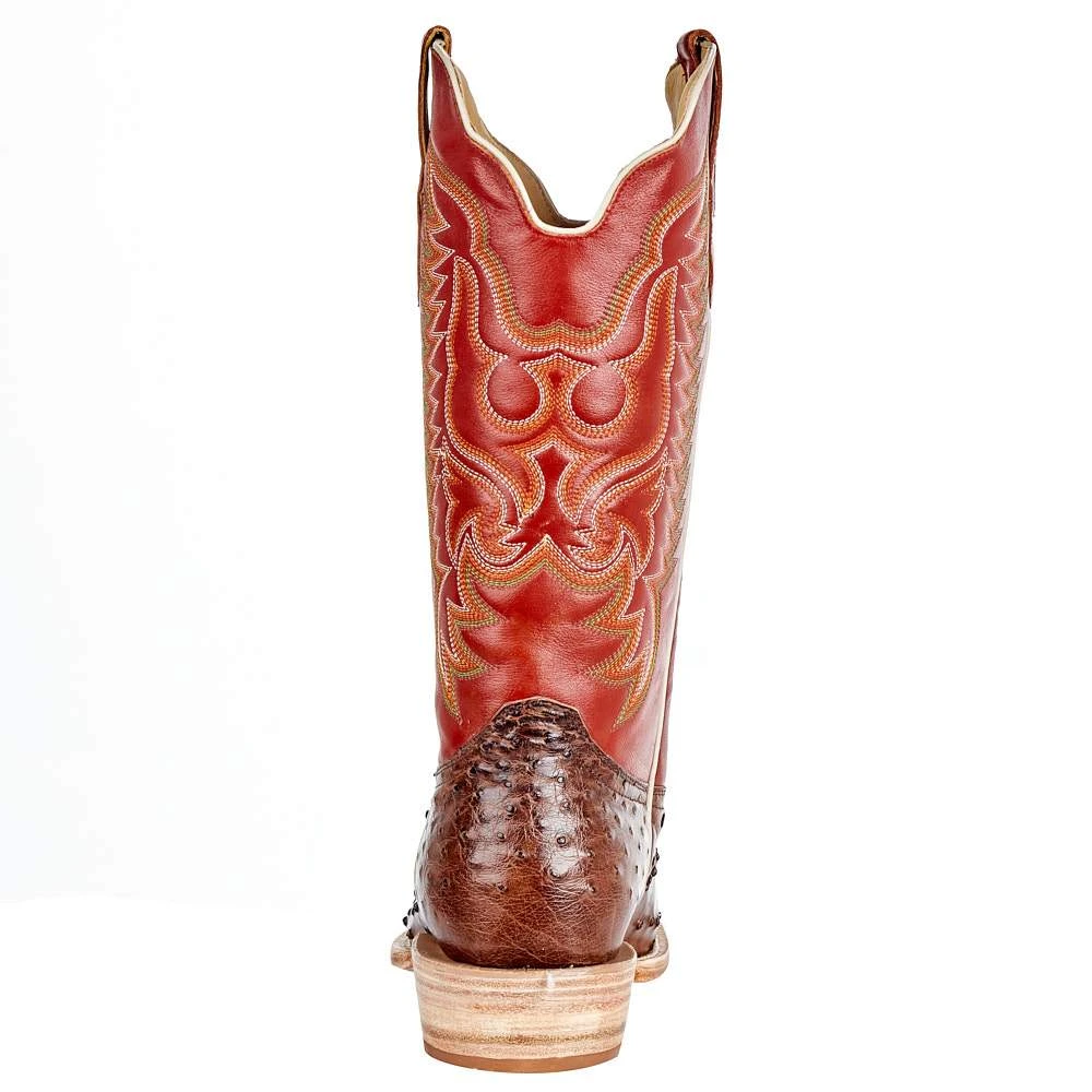 R Watson Boots Men's Kango Tobac Full Quill Ostrich 13in. Indian Orange Top Boots - Image 4