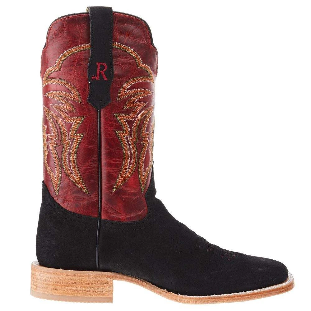 R Watson Boots Men's Black Boar 11in Barn Red Cowhide Top Square Toe Boot - Image 4