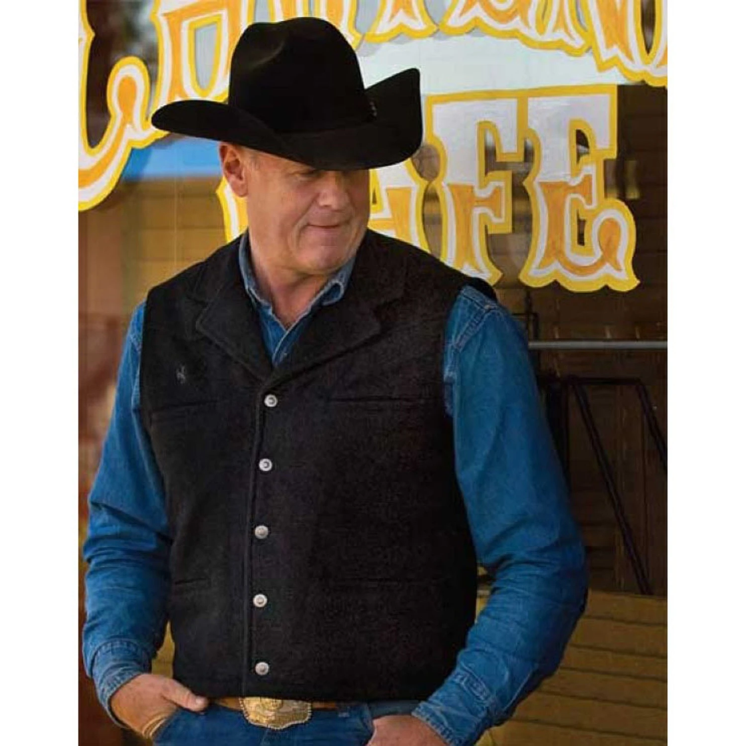 Wyoming Traders Mens Black Buckaroo Vest - Image 3